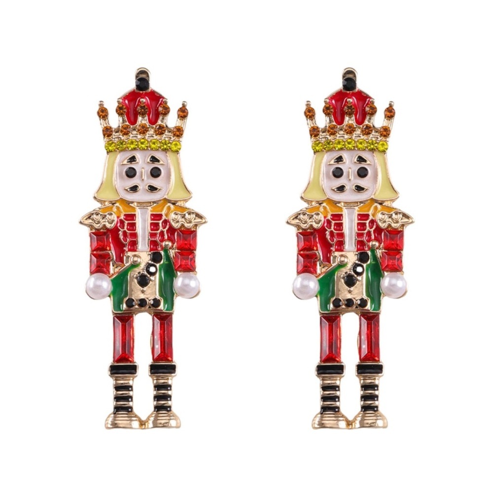 14k Nutcracker Christmas Earrings